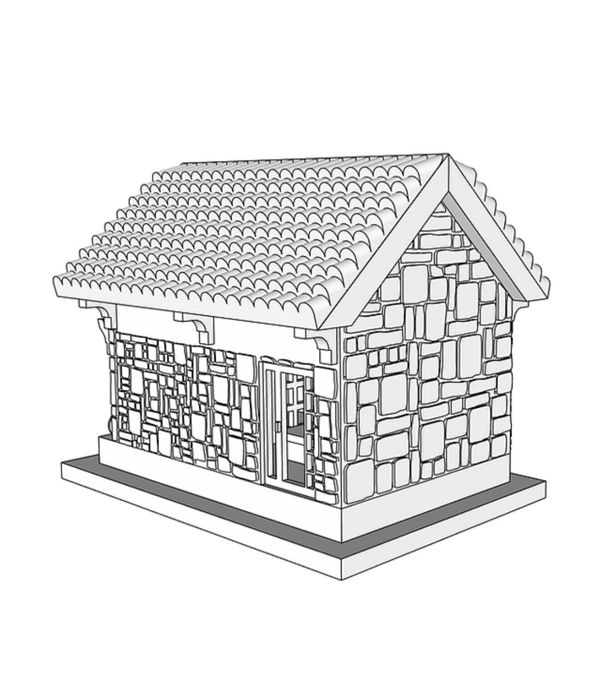 00040 - N Scale Model Kit - Stone Pool House
