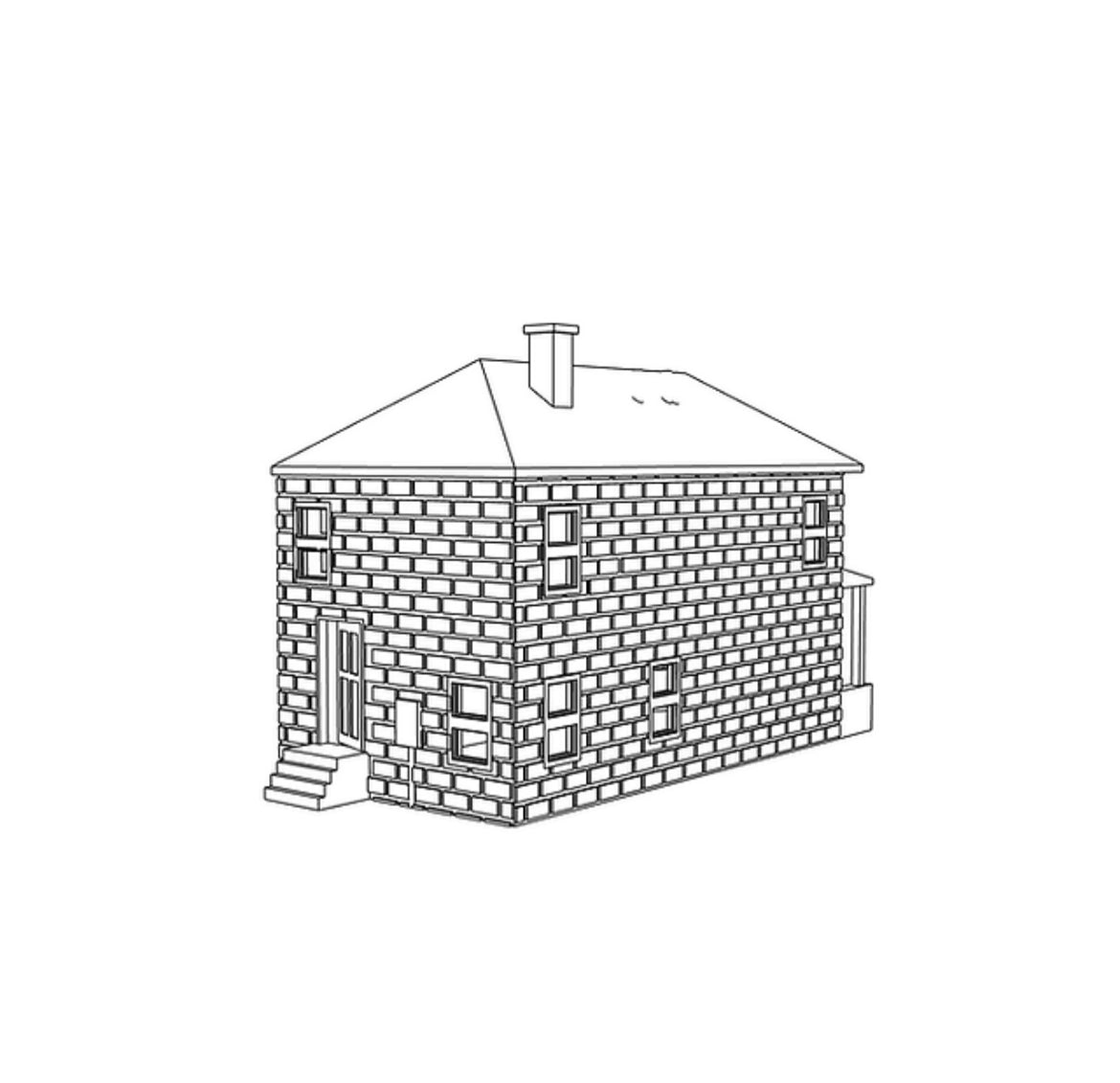 00007 - Grandmont House - Brick Siding - N Scale Model Kit