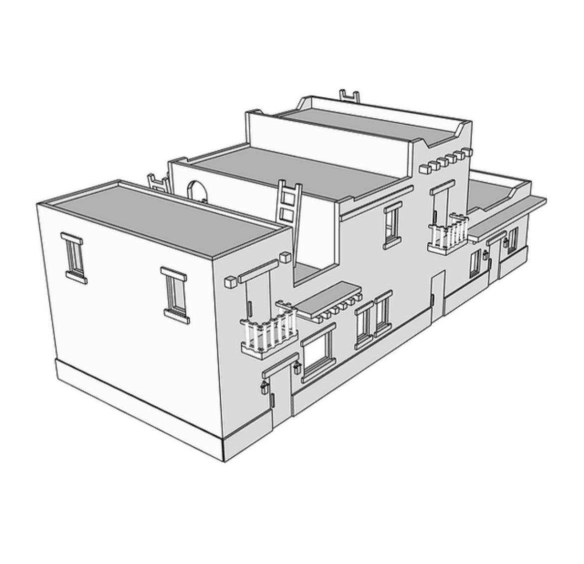 00042 - N Scale Model Kit - Adobe Shopping Row