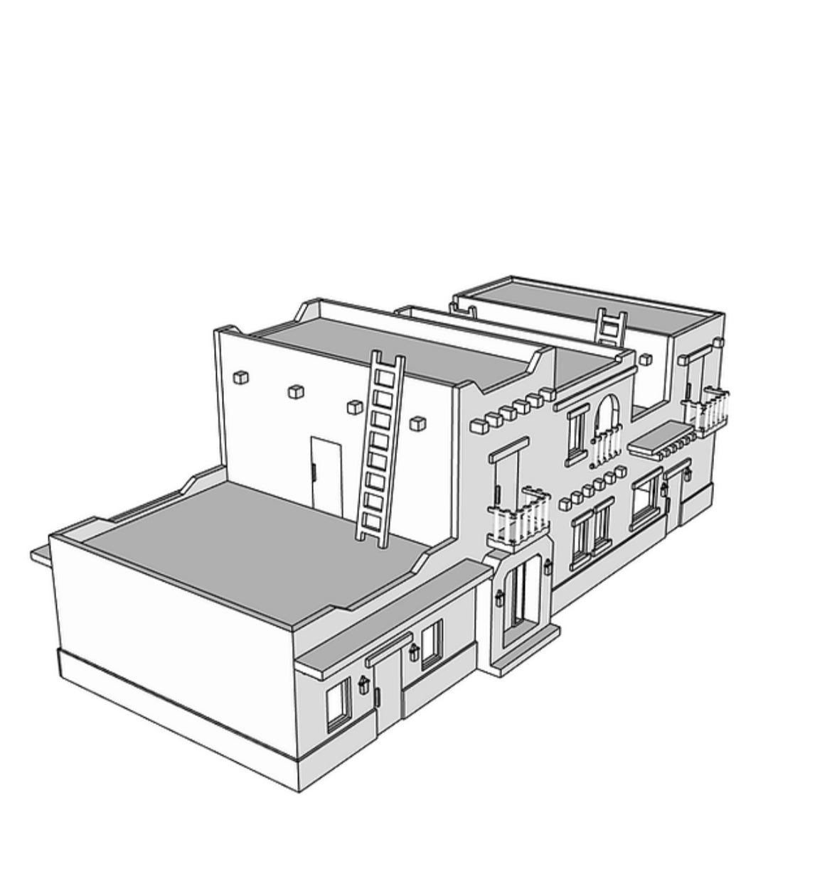 00042 - N Scale Model Kit - Adobe Shopping Row