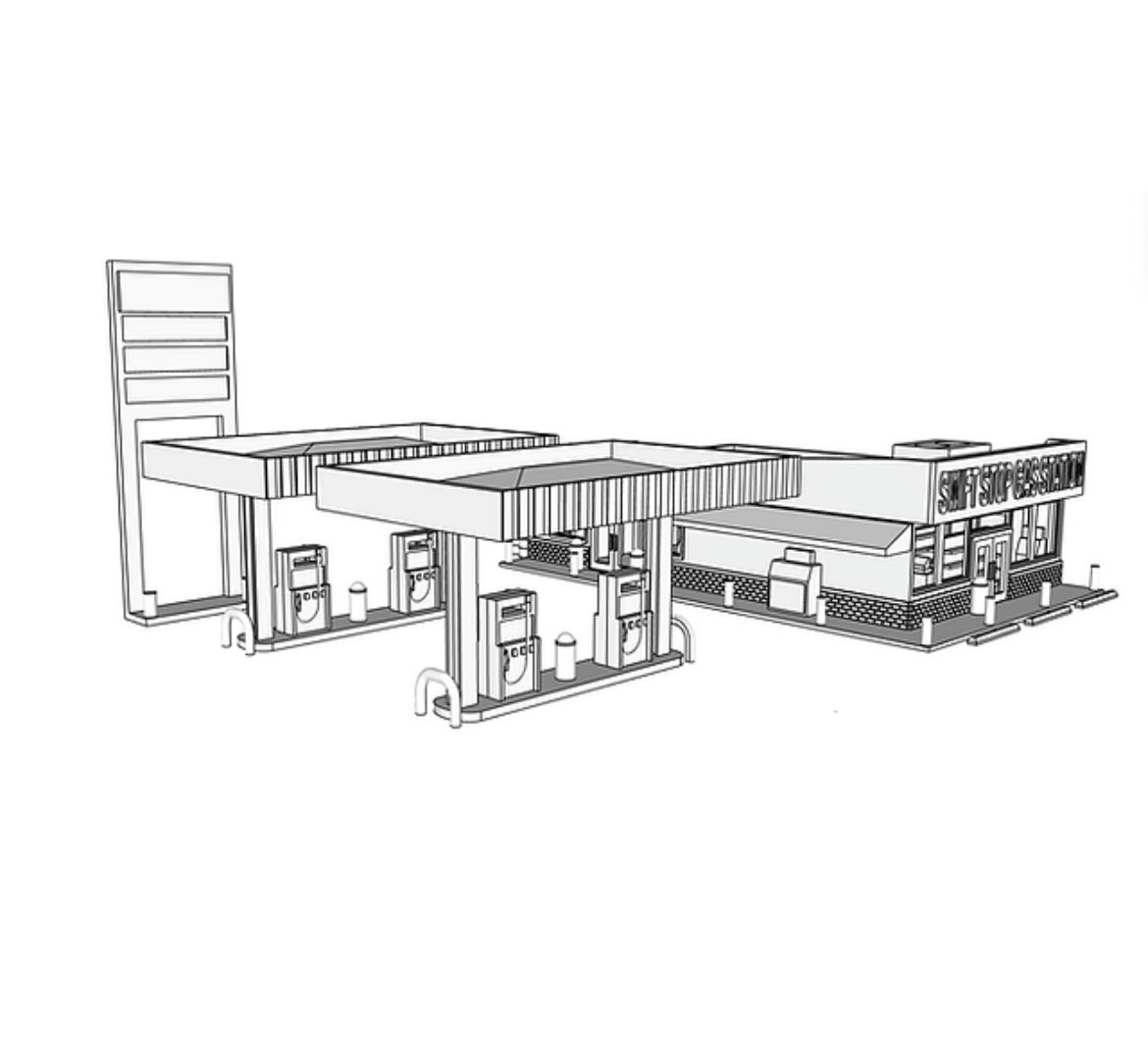 00029 - N Scale Model Kit - Swift Stop Gas Station