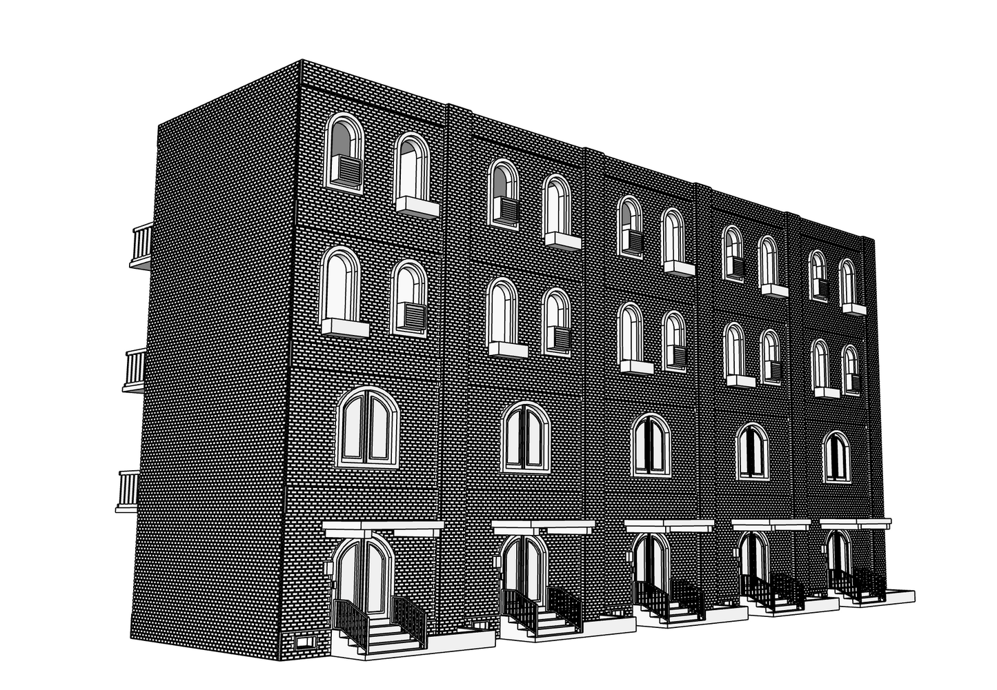 00047 - N Scale Model Kit - Row Housing Brickline Row