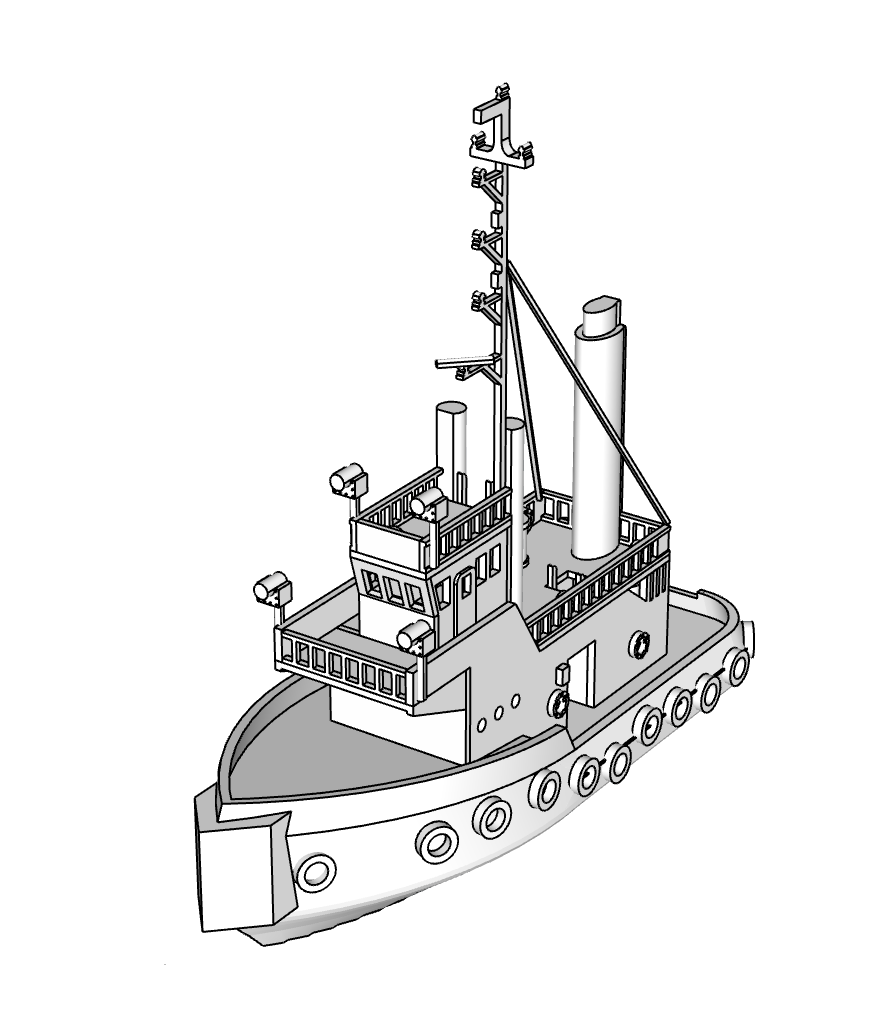 00069 - Tug Boat 1 - N Scale Model Kit
