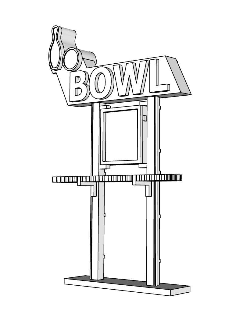 00079 - N Scale Model Kit - Bowling Alley Sign