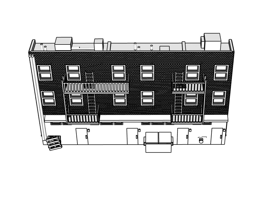 00084-1 - Low Relief - Back - Linden Row - N Scale Model Kit