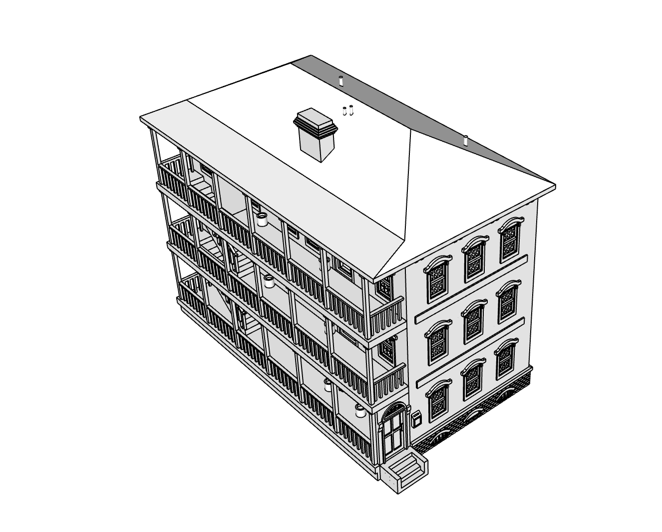 00116-2 - Ashton Street Row House - Left - N Scale Model Kit