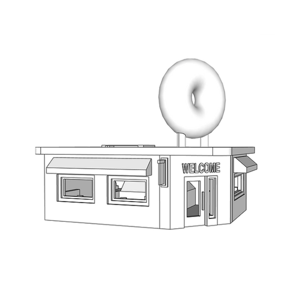 00016 - N Scale Model Kit - Fry Me To The Moon Donut Shop - Detailed Interior