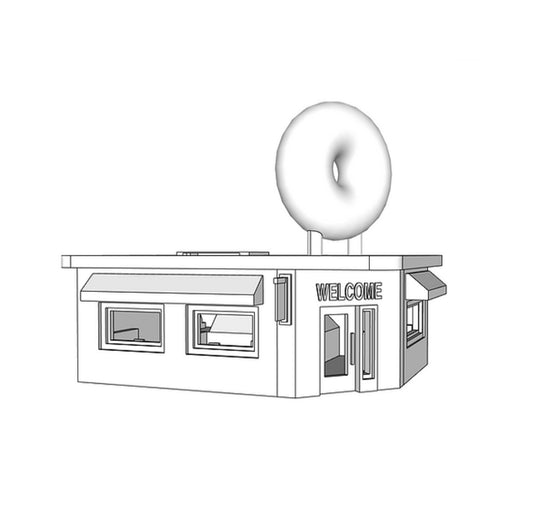 00016 - N Scale Model Kit - Fry Me To The Moon Donut Shop - Detailed Interior