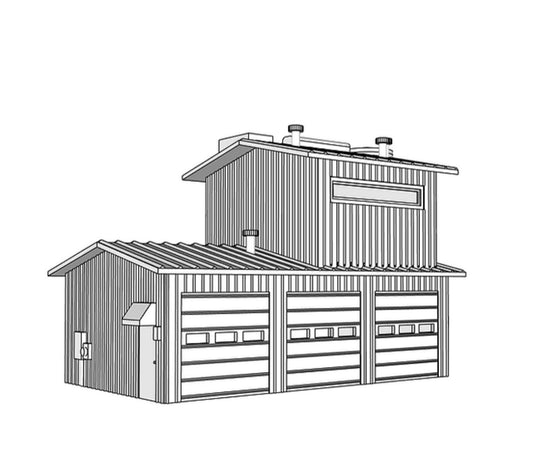 00025 - N Scale Model Kit - 2 Story 3 Car Garage