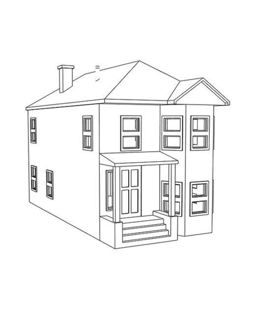 00007-1 - N Scale Model Kit - Grandmont House - Stucco/Flat Siding