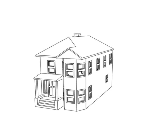 00007-1 - N Scale Model Kit - Grandmont House - Stucco/Flat Siding