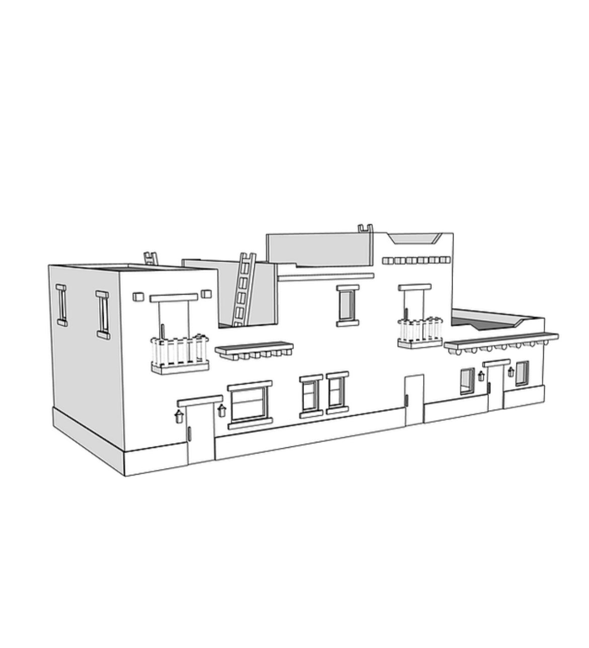 00042 - N Scale Model Kit - Adobe Shopping Row