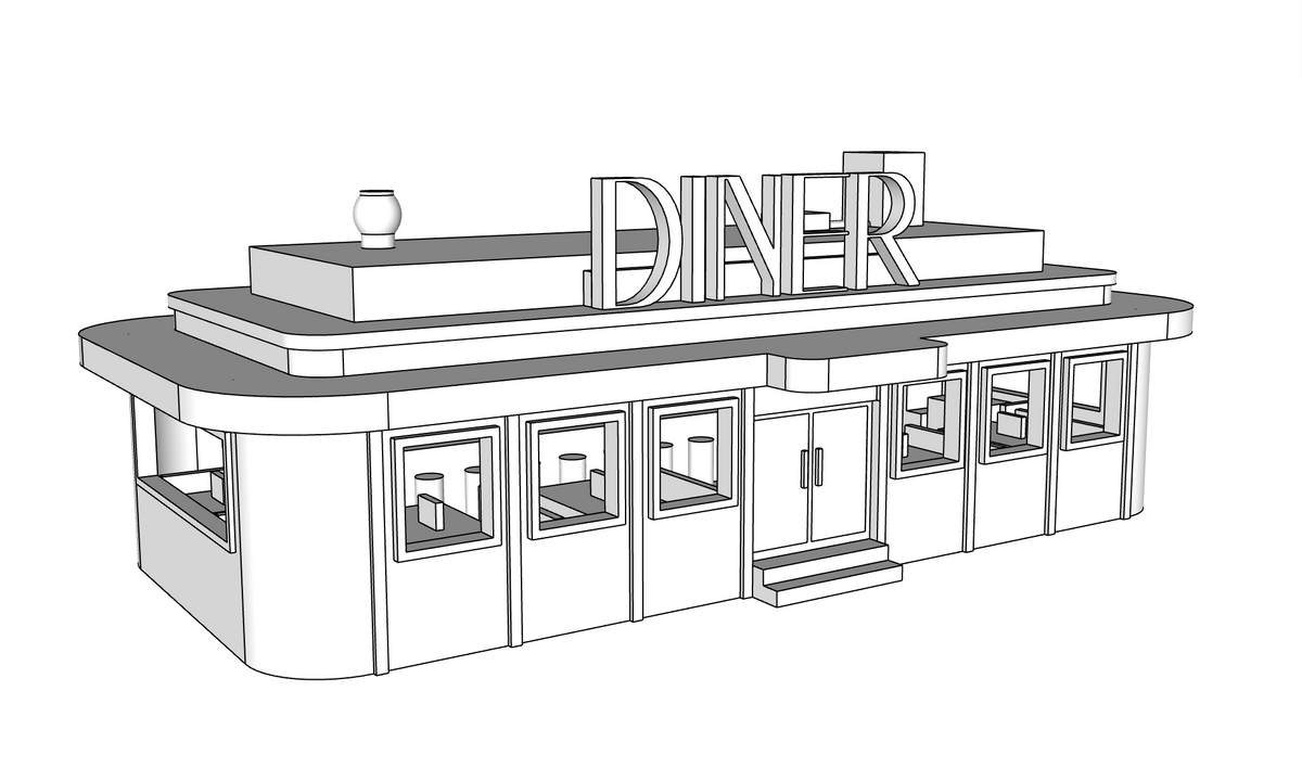 00021 - Timeless Diner - Detailed Interior - N Scale Model Kit