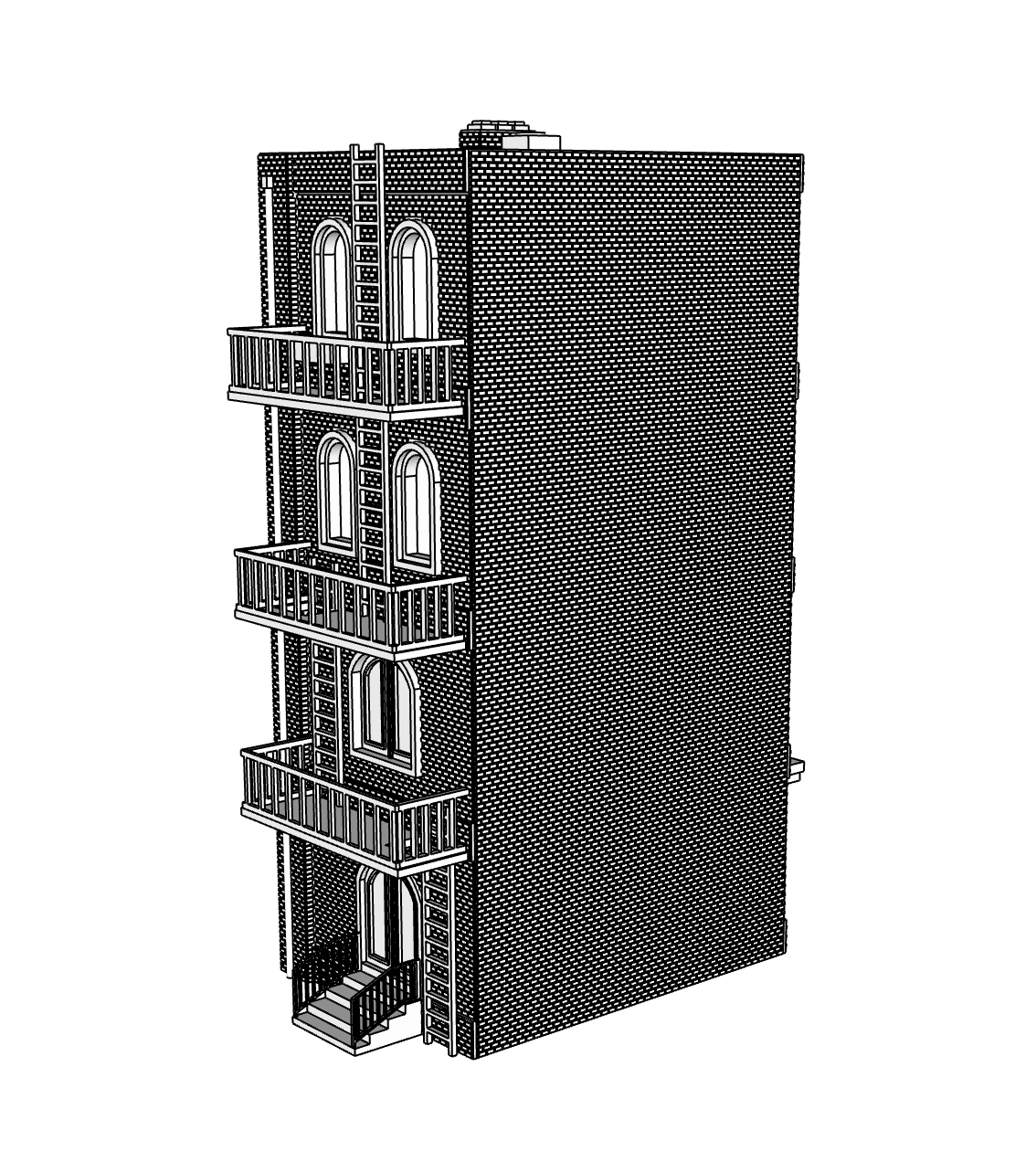 00047 - N Scale Model Kit - Row Housing Brickline Row