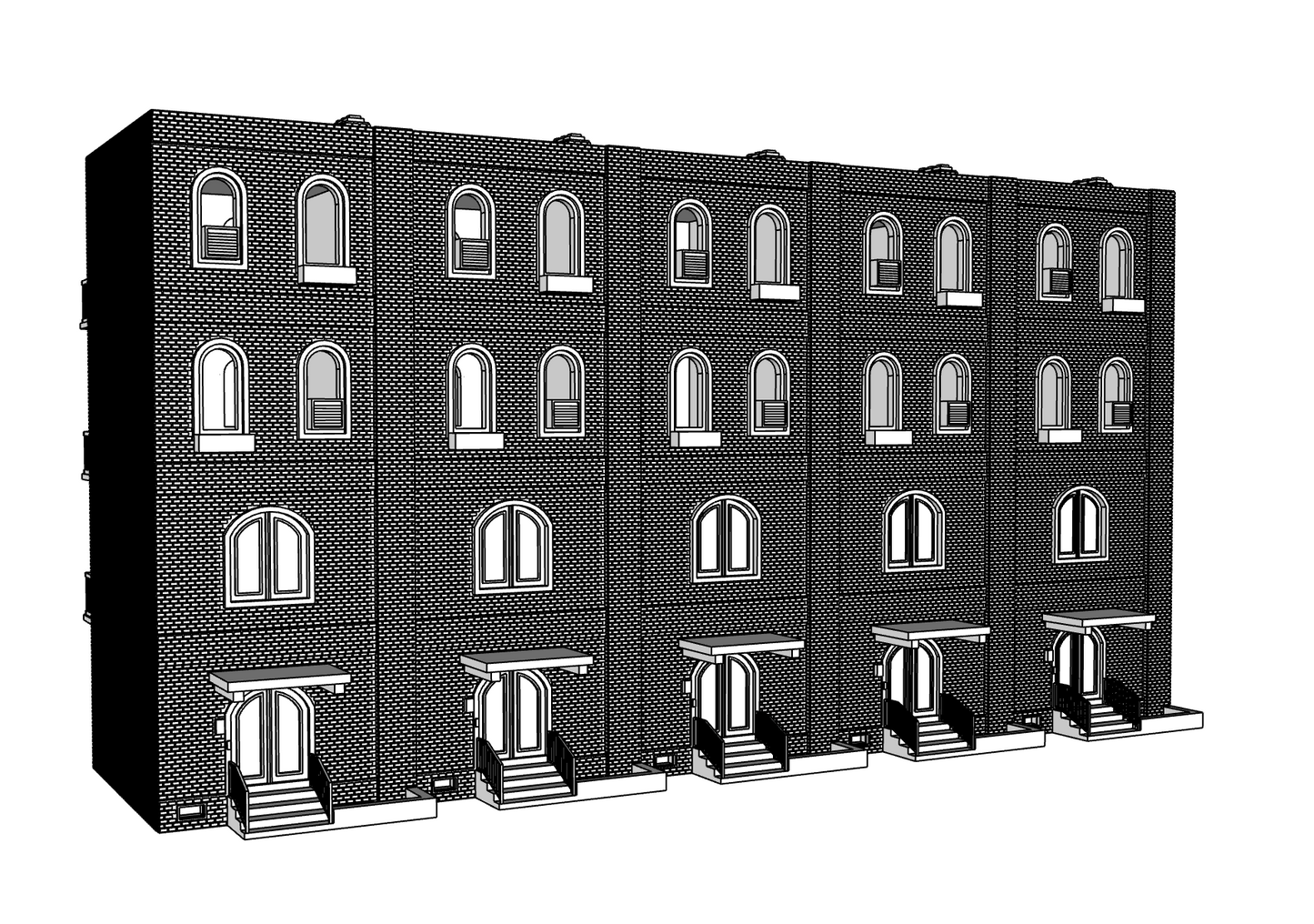 00047 - N Scale Model Kit - Row Housing Brickline Row