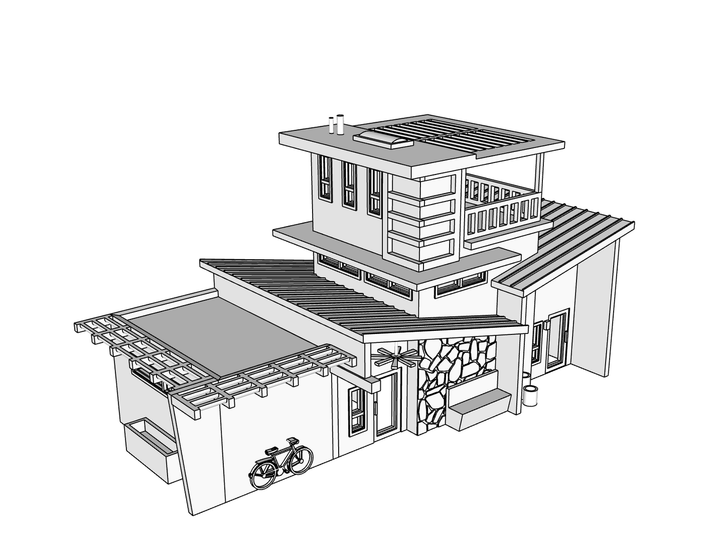 00063 - N Scale Model Kit - The Horizon Modern House