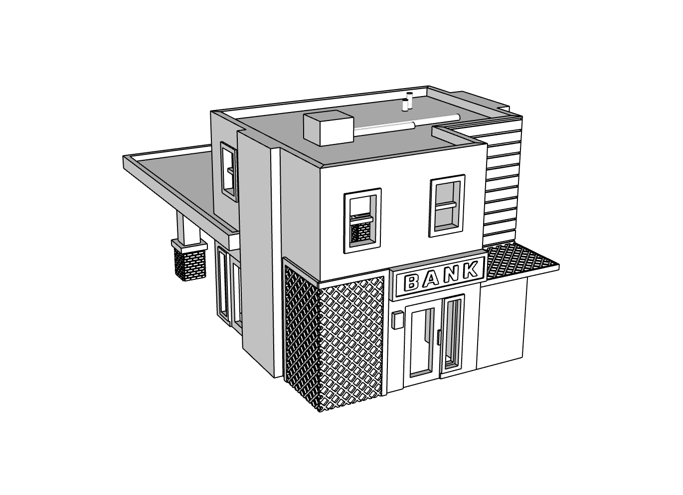 00066 - N Scale Model - Solid Pre Built - Bank of the Rockies