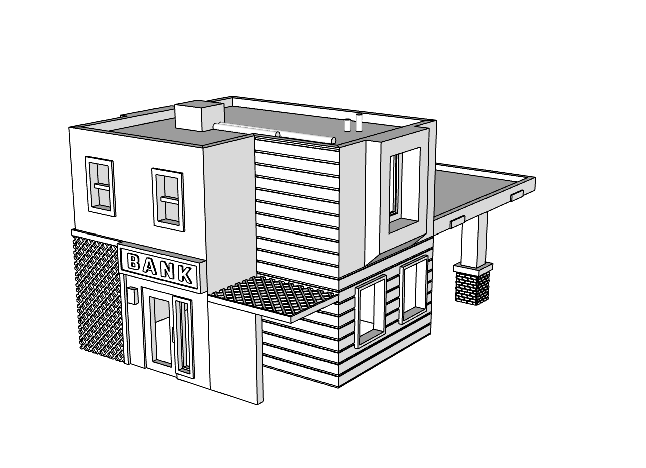 00066 - N Scale Model - Solid Pre Built - Bank of the Rockies