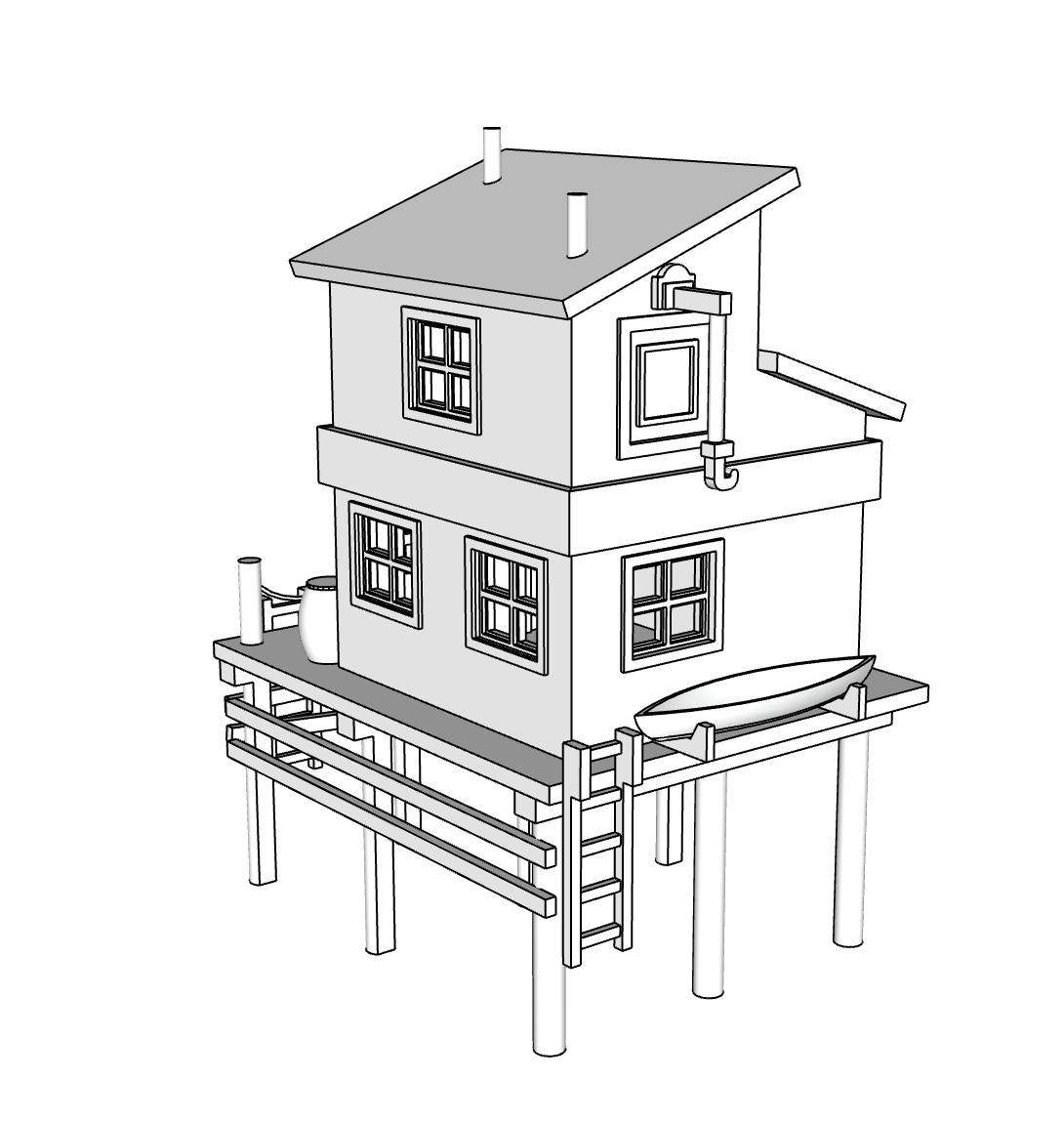 00072-1 - N Scale Model Kit - Fishermans Wharf Building 2
