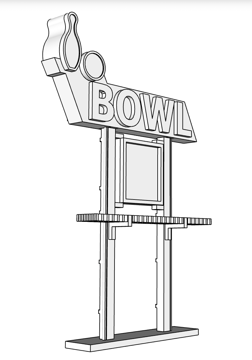 00079 - N Scale Model Kit - Bowling Alley Sign