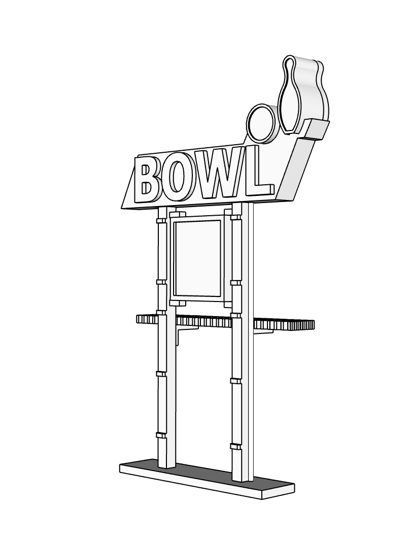 00079 - N Scale Model Kit - Bowling Alley Sign