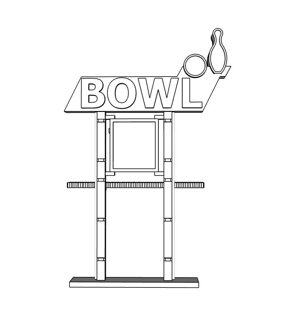 00079 - N Scale Model Kit - Bowling Alley Sign