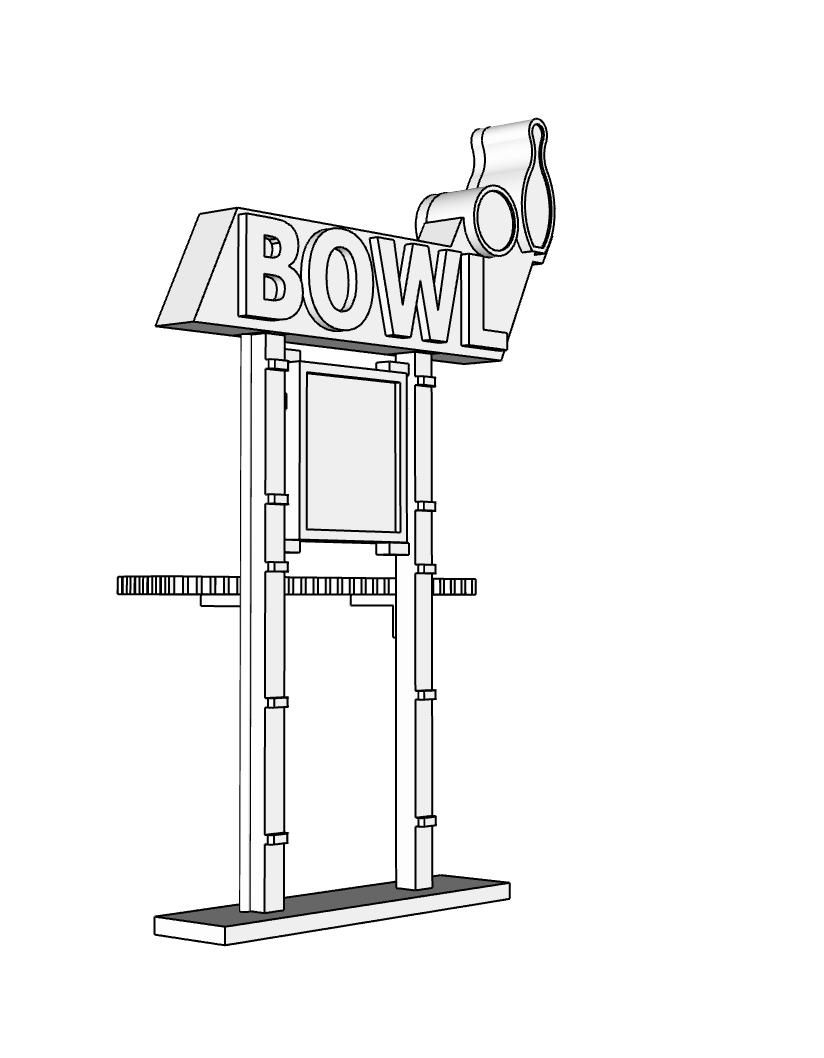 00079 - N Scale Model Kit - Bowling Alley Sign