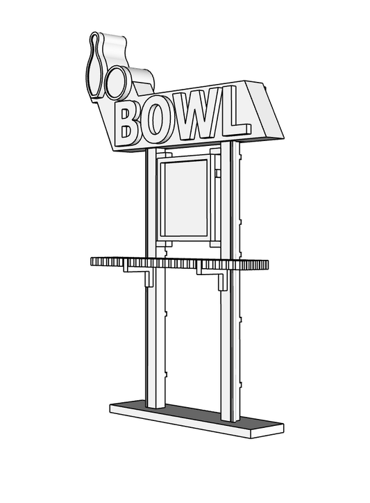 00079 - N Scale Model Kit - Bowling Alley Sign