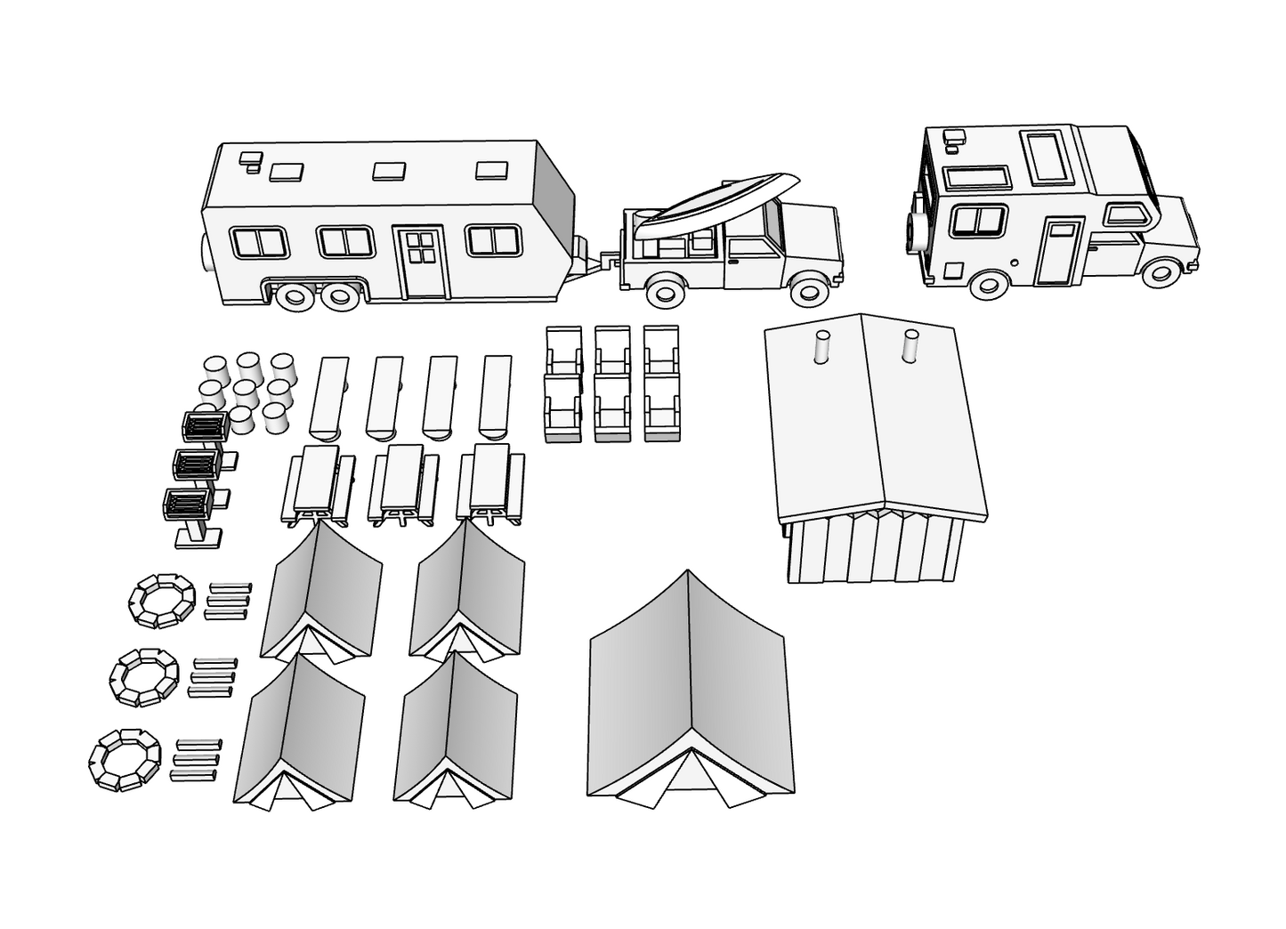 00060 - N Scale Model Kit - Camping Retreat Pack