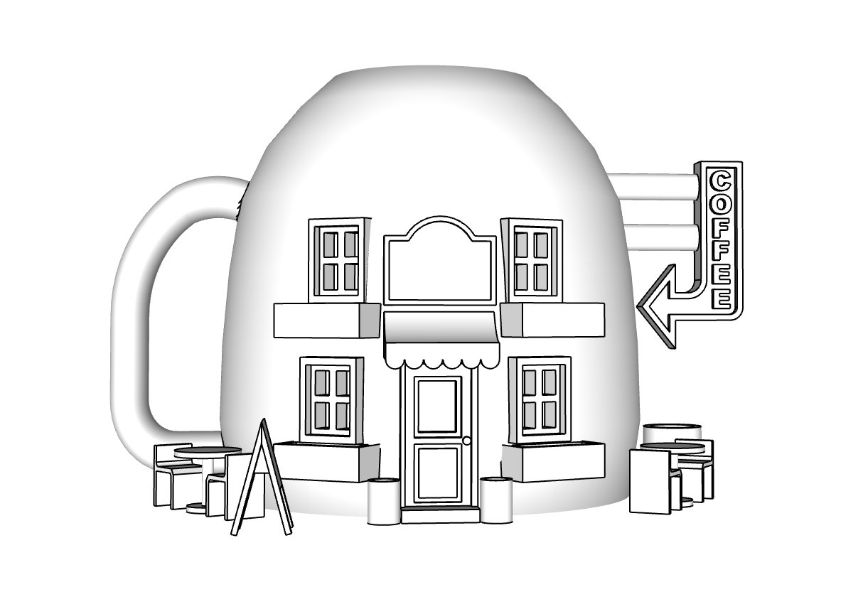 00096 - N Scale Model Kit - Coffee Mug Cafe