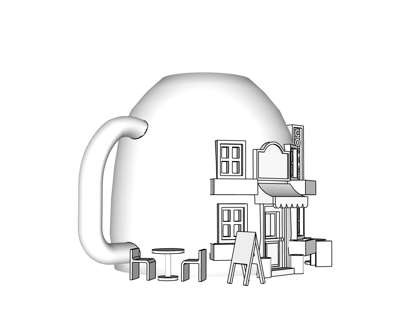 00096 - N Scale Model Kit - Coffee Mug Cafe