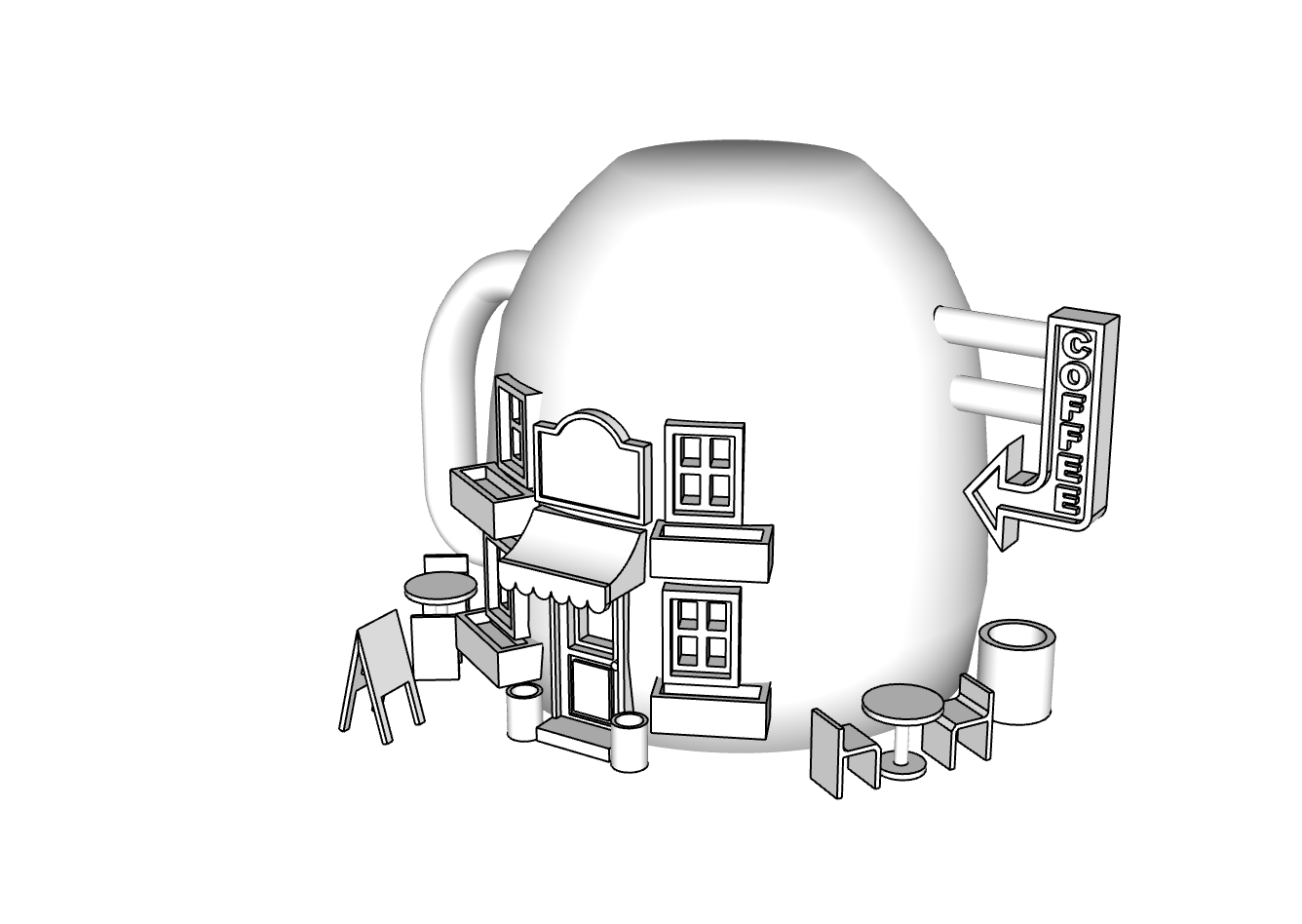 00096 - N Scale Model Kit - Coffee Mug Cafe