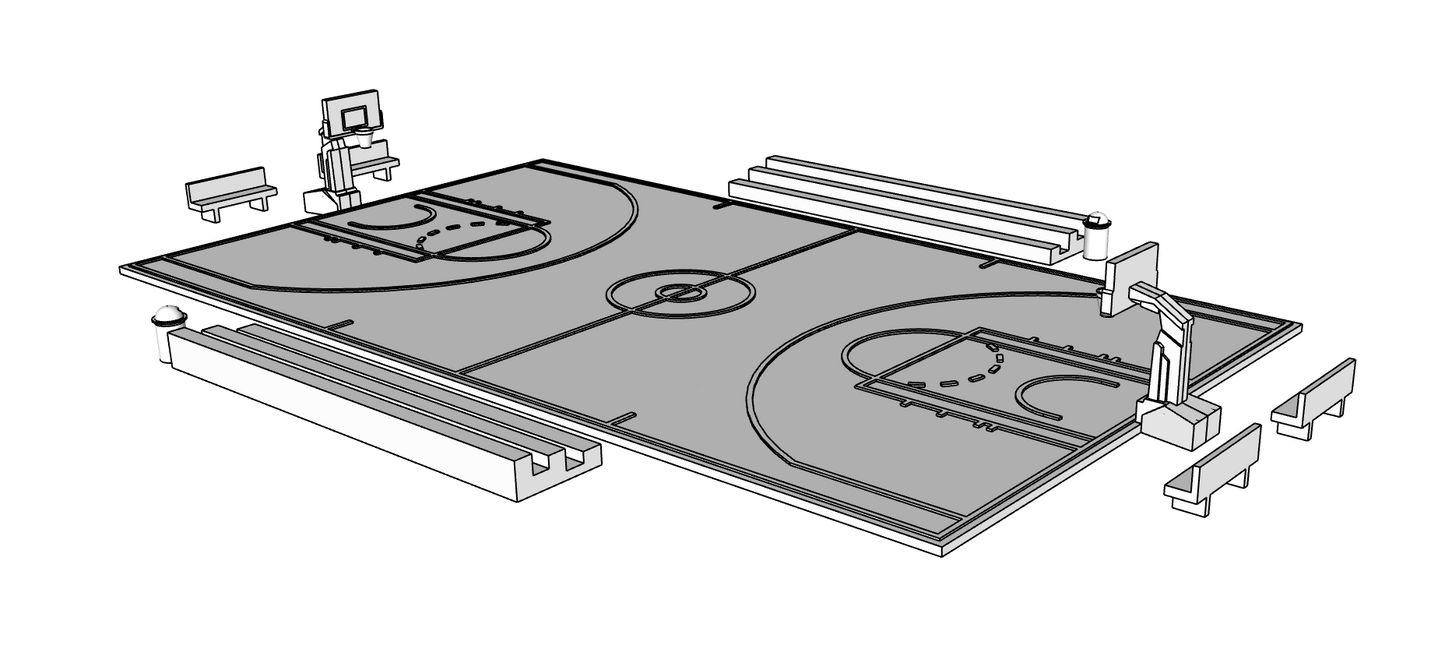 00101 - N Scale Model Kit - Basketball Court