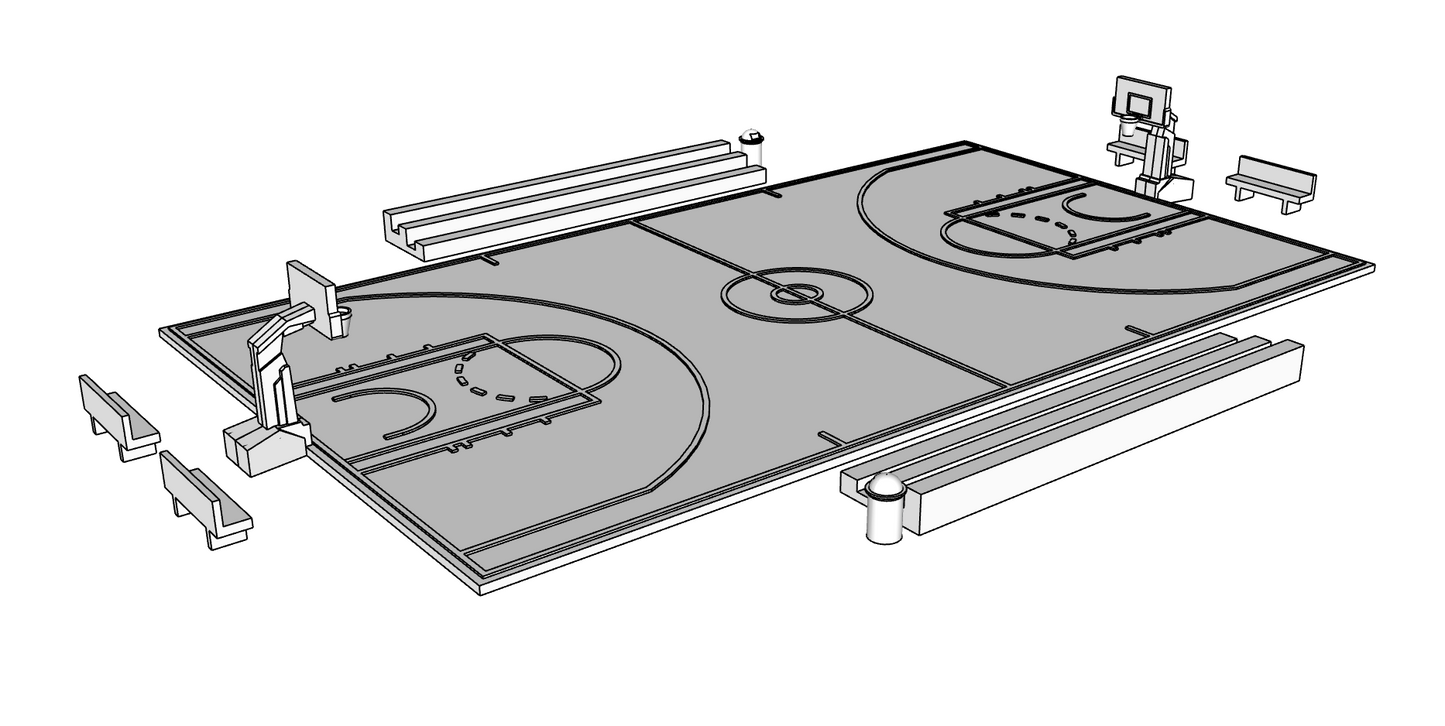 00101 - N Scale Model Kit - Basketball Court