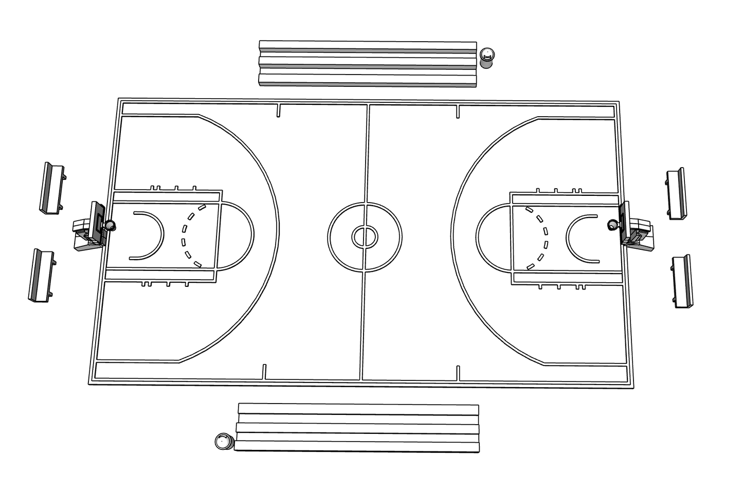 00101 - N Scale Model Kit - Basketball Court