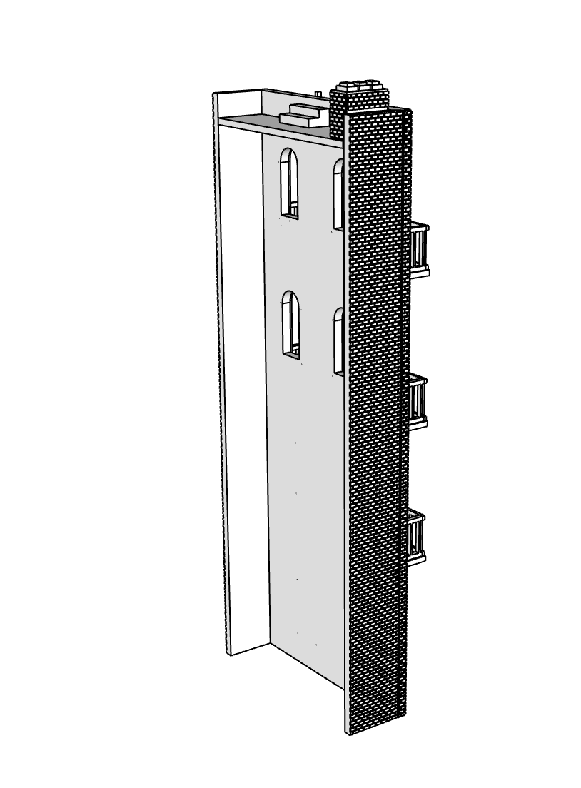 00047-1 - Low Relief - Back - Row Housing Brickline Row - N Scale Model Kit