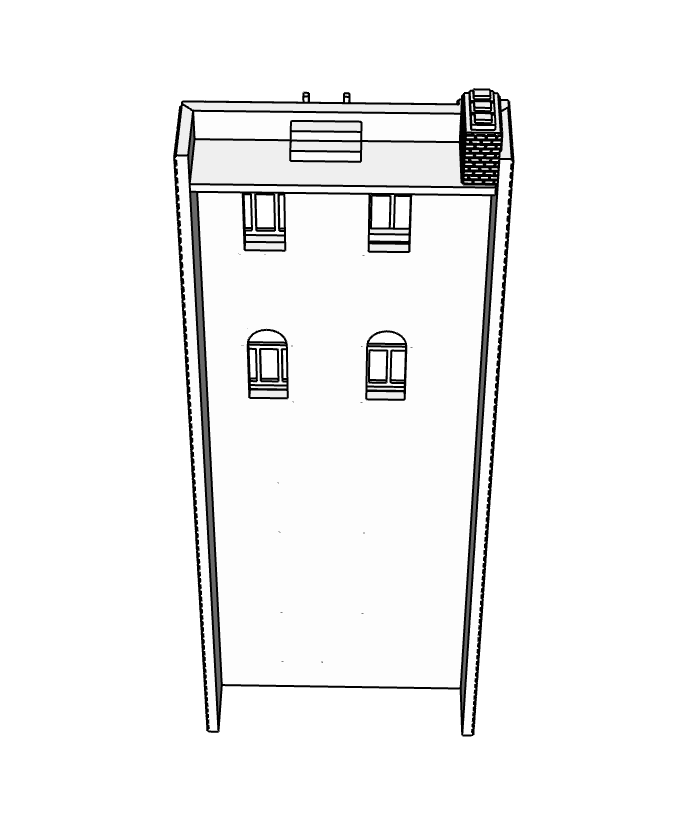 00047-1 - Low Relief - Back - Row Housing Brickline Row - N Scale Model Kit
