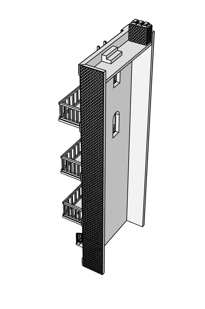 00047-1 - Low Relief - Back - Row Housing Brickline Row - N Scale Model Kit