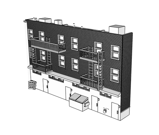 00084-1 - Low Relief - Back - Linden Row - N Scale Model Kit