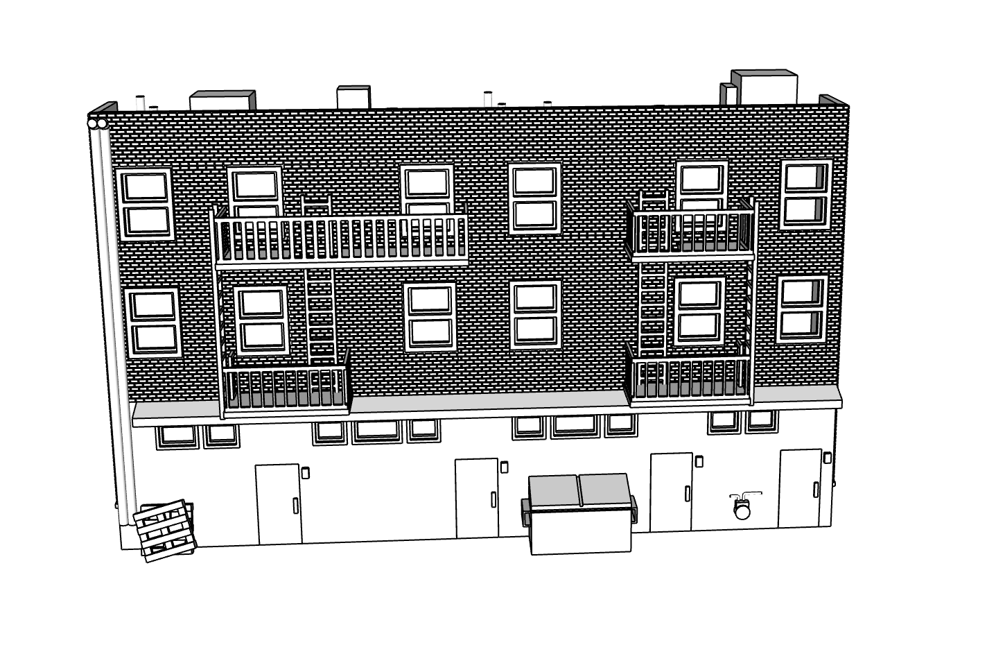 00084-1 - Low Relief - Back - Linden Row - N Scale Model Kit