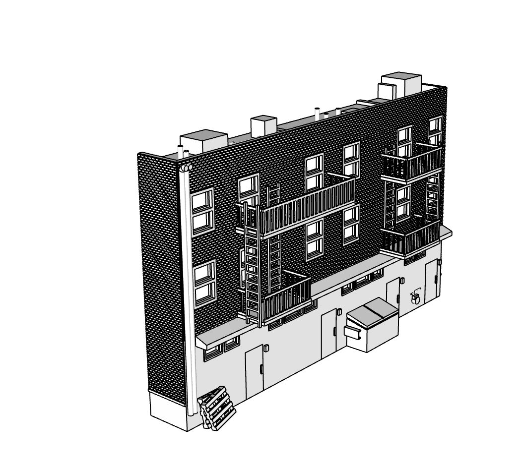 00084-1 - Low Relief - Back - Linden Row - N Scale Model Kit