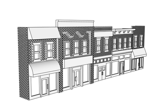 00009-1  - Low Relief Front Face - Historic Downtown Row - N Scale Model Kit