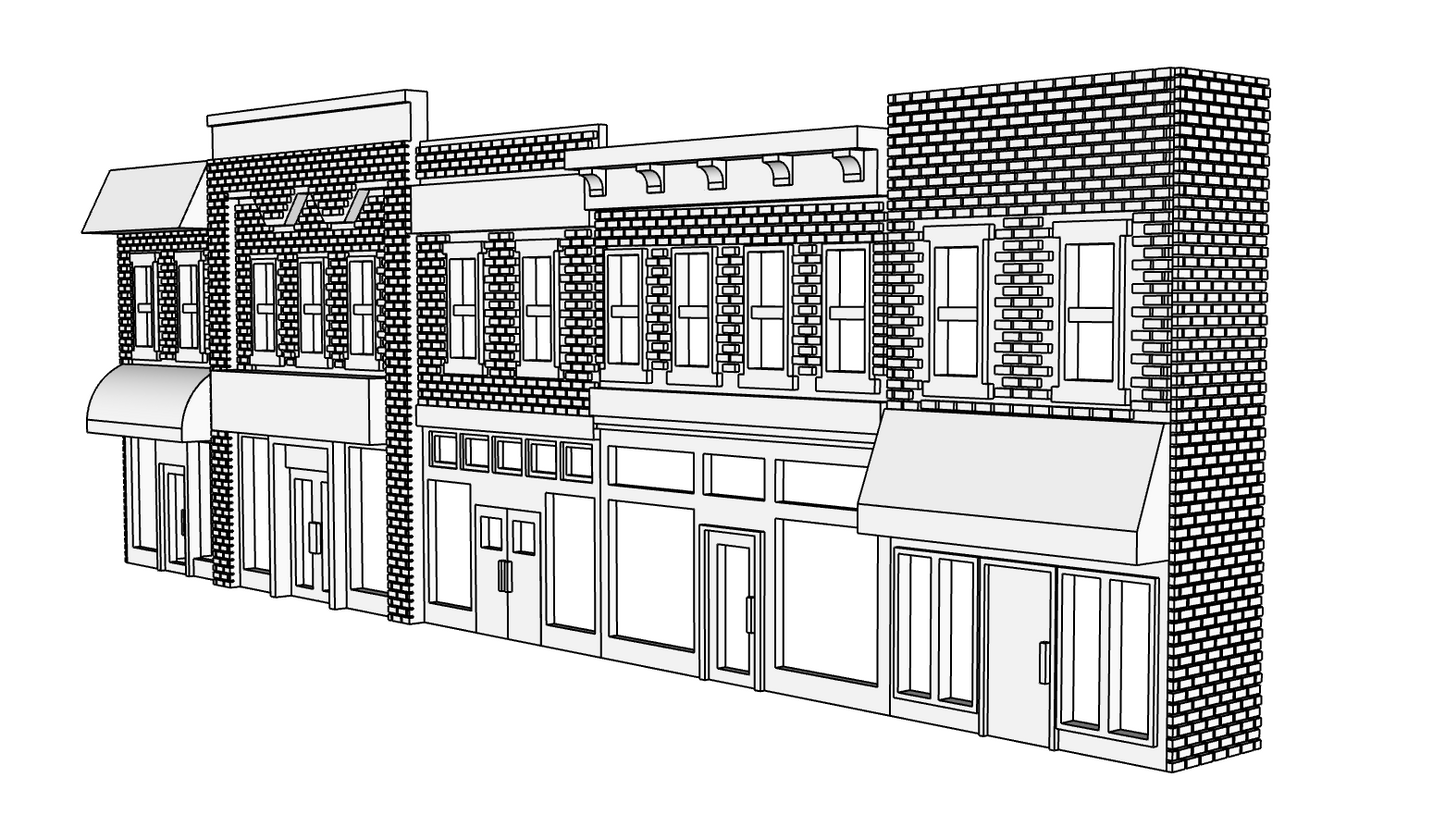 00009-1  - Low Relief Front Face - Historic Downtown Row - N Scale Model Kit