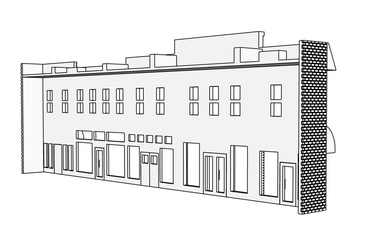 00009-1  - Low Relief Front Face - Historic Downtown Row - N Scale Model Kit