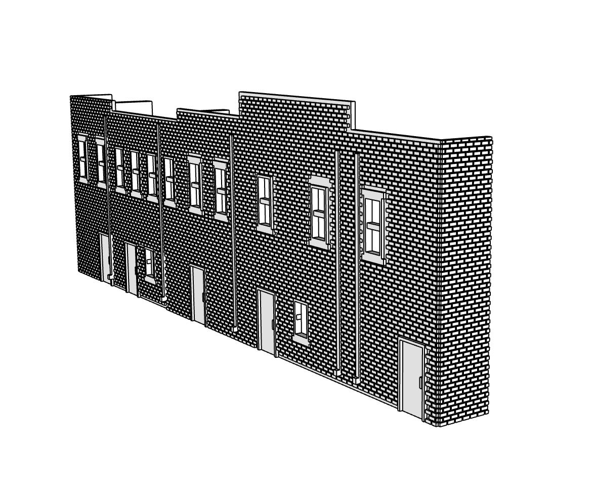 00009-2  - Low Relief Back Face - Historic Downtown Row - N Scale Model Kit