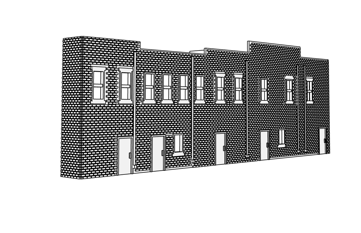 00009-2  - Low Relief Back Face - Historic Downtown Row - N Scale Model Kit