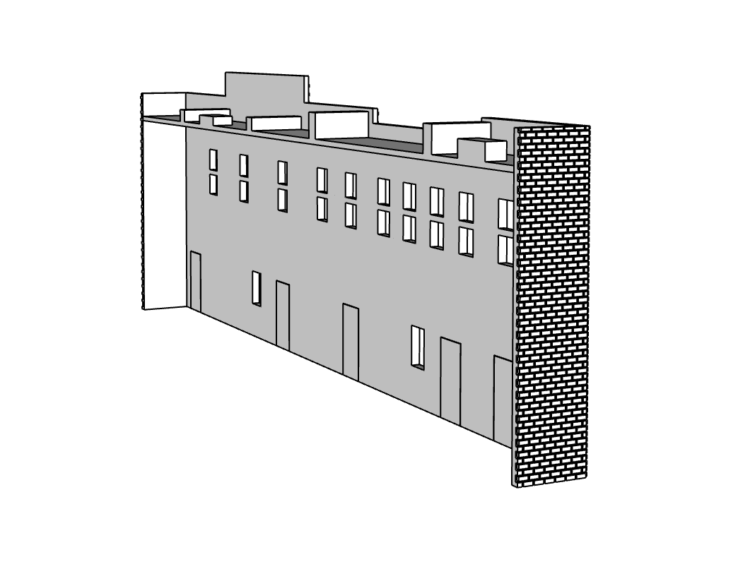 00009-2  - Low Relief Back Face - Historic Downtown Row - N Scale Model Kit