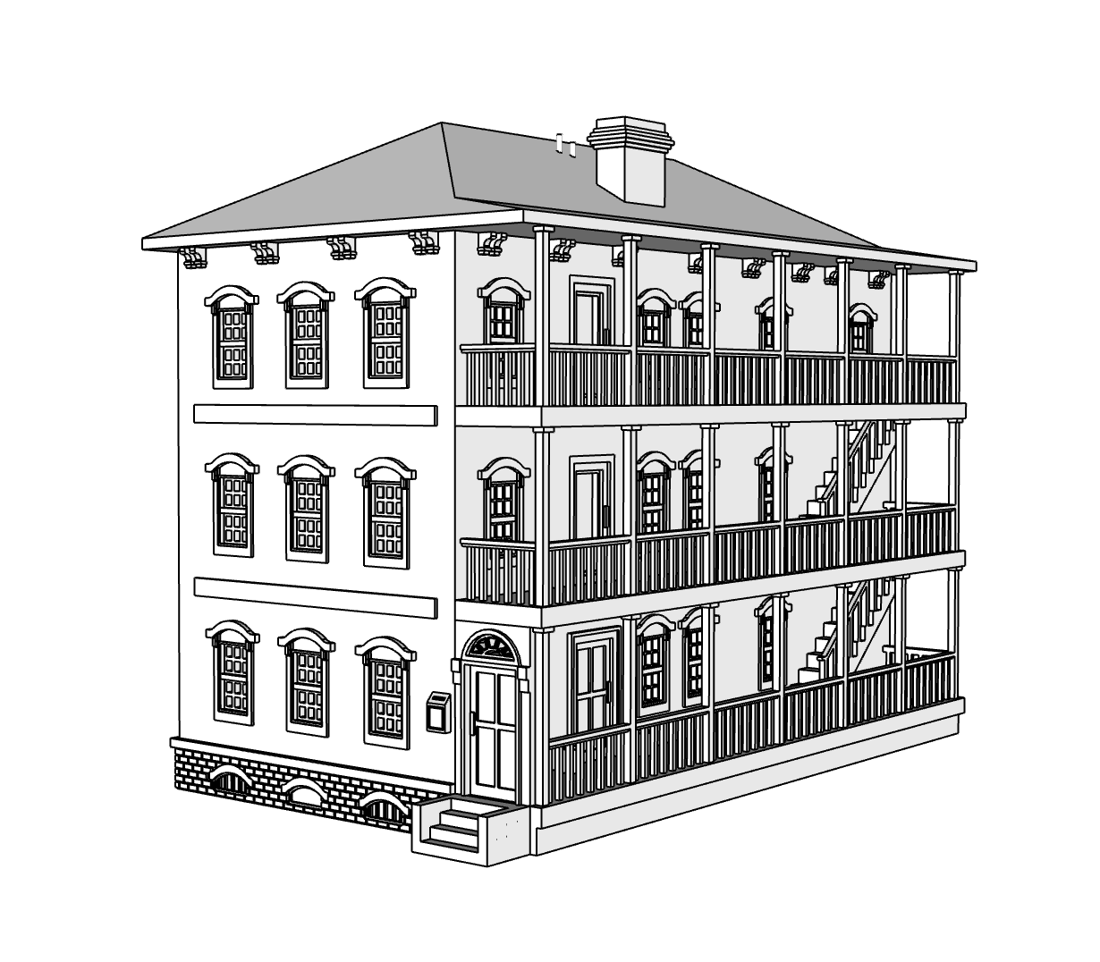 00116 - Ashton Street Row House - Right - N Scale Model Kit
