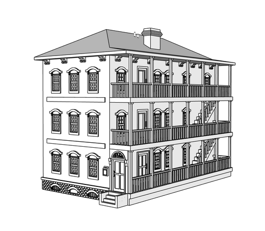00116 - Ashton Street Row House - Right - N Scale Model Kit