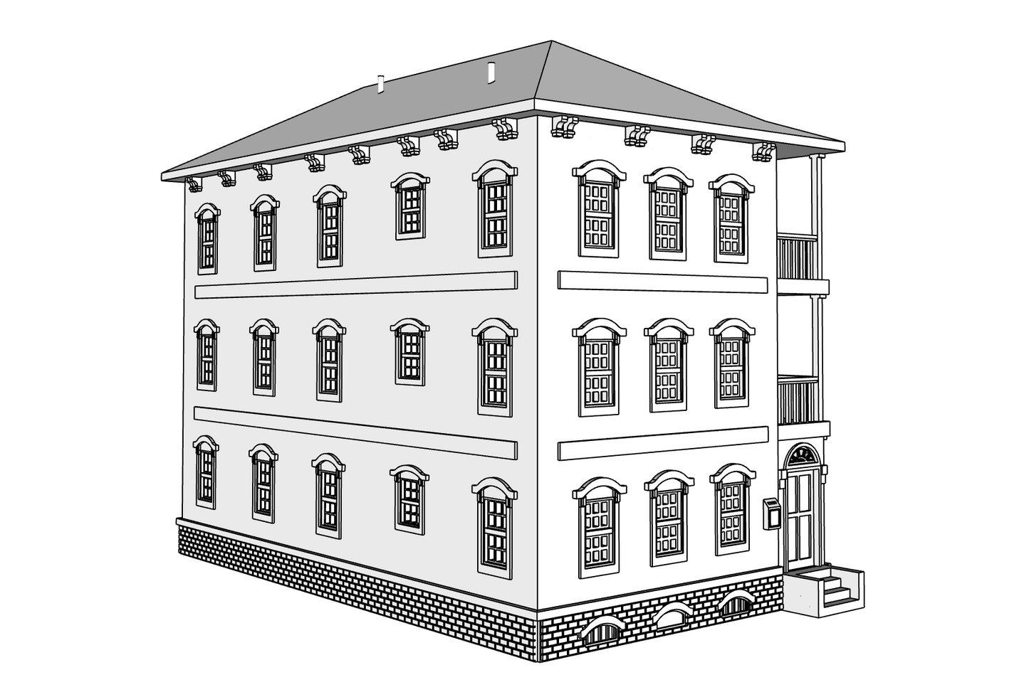 00116 - Ashton Street Row House - Right - N Scale Model Kit